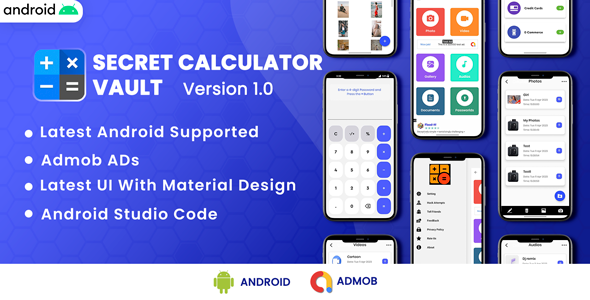 Secret Calculator Vault - Hide Photo & Lock Videos | Android Code | Admob Ads |