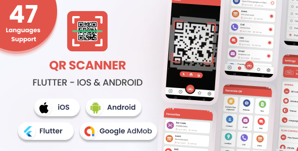 QR Code Scanner & Barcode Reader - Flutter Android & iOS Full App (47 Languages)