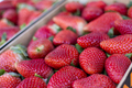 Strawberries are displayed in a box at the farmers market. - PhotoDune Item for Sale