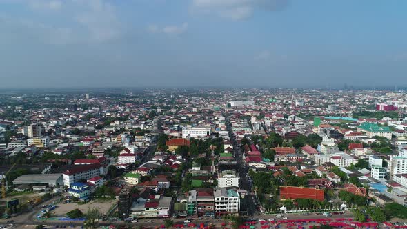 City of Vientiane in Laos seen from the sky