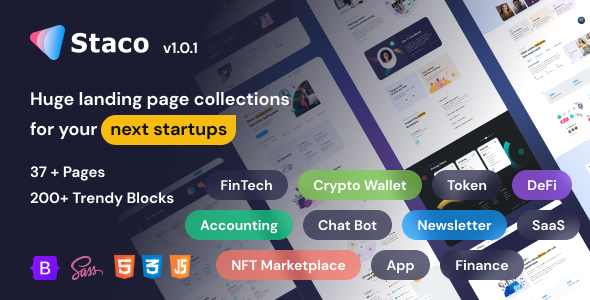 Staco - SaaS Startup Business Landing Page HTML5 Template