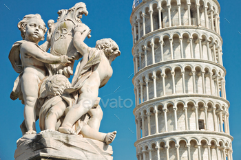ntana Dei Putti Statue, Cathedral Square, Piazza dei Miracoli, Pisa, Tuscany, Italy