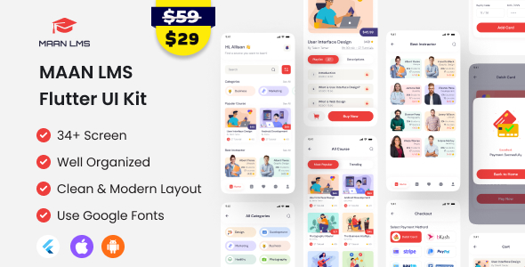 Maan LMS-Flutter App  UI Kit ( Android & iOS )