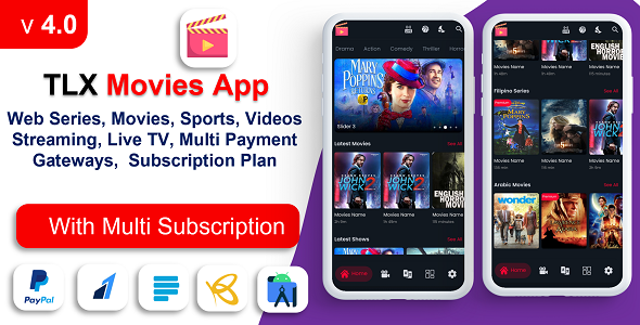 TLX Movies App | Web Series, Movies,  Videos Streaming, Live TV | Payment Gateways | Subscriptions