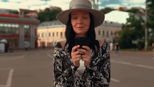 Caucasian Tourist Use App on Smartphone