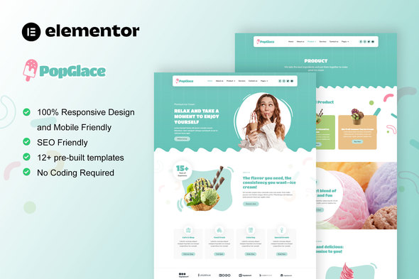 PopGlace – Ice Cream Shop Elementor Template Kit