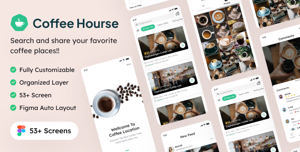 Coffee House | Mobile Listing App Figma Template