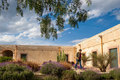 Man visiting the old rustic model school with cactus in Mineral de Pozos Guanajuato Mexico - PhotoDune Item for Sale