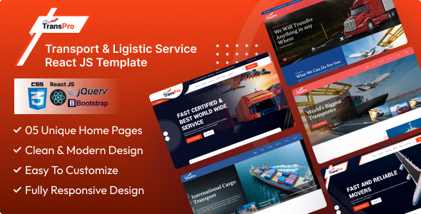 TransPro - Transport & Logistic Service React Js Template