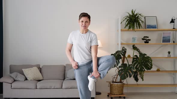 Senior Woman Doing Meditation Exercise Stretching Sports Yoga