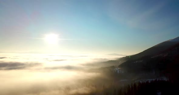 Aerial Shot of Majestic Sunrise in the Mountains