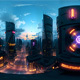 Cyberpunk Future Night City Skyline 360 Degree Panorama - 3DOcean Item for Sale