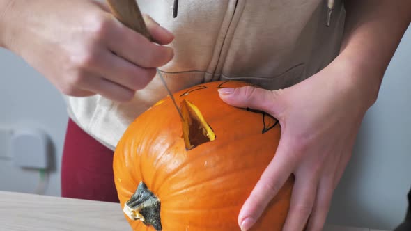 Figured Pumpkin Carving in the Autumn Holidays