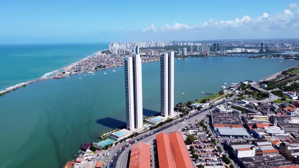 Recife Pernambuco Brazil. Historic buildings at downtown city.