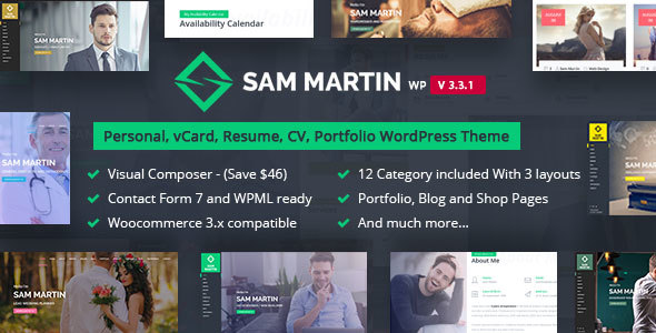 Sam Martin – Personal vCard Resume WordPress Theme