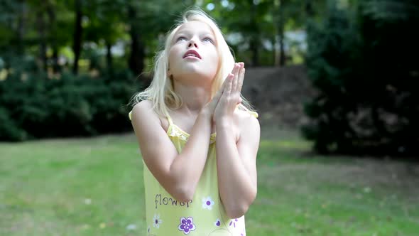 Little Cute Girl Woke Up Confused About Place Where She Is - She Looks Scared - Observing Around