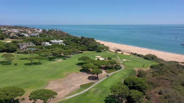 Aerial Video Shooting of a Tourist Village on the Atlantic Ocean with Golf Courses Vale De Lobo