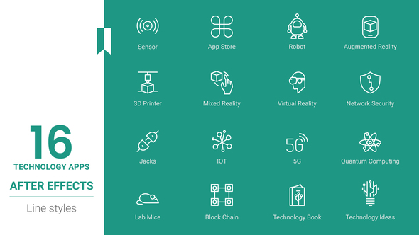 Marketing Technology Icon Set Line Pack