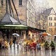 Street Cafe on Rainy Day