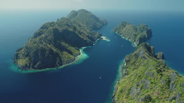 Tropic Mount Islands at Ocean Bay Aerial View