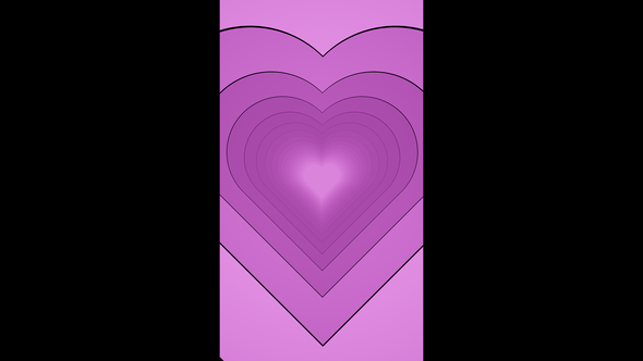 Vertical video pink hearts tunnel seamless animation background