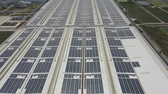 Solar power station on factory rooftop