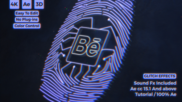 3D Fingerprint Glitch Logo alt