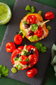 stuffed bell peppers with quinoa tomatoes olives and herb sauce chimichurri - PhotoDune Item for Sale
