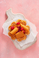 waffles with Norwegian brunost traditional brown cheese and raspberry jam - PhotoDune Item for Sale