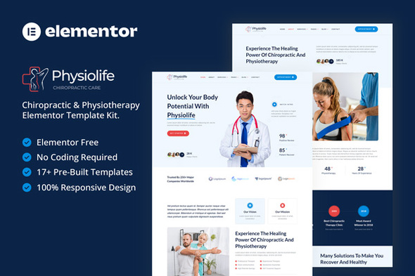 Physiolife - Chiropractic & Physiotherapy Elementor Template Kit