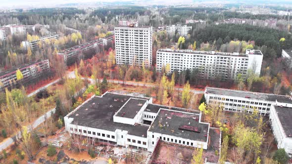 Chernobyl Exclusion Zone. Pripyat. Aerial