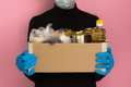 Delivery of a box of food to volunteers during the pandemic - PhotoDune Item for Sale