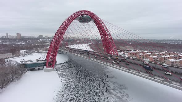Zhivopisniy bridge, Moscow, Russia, Aerial