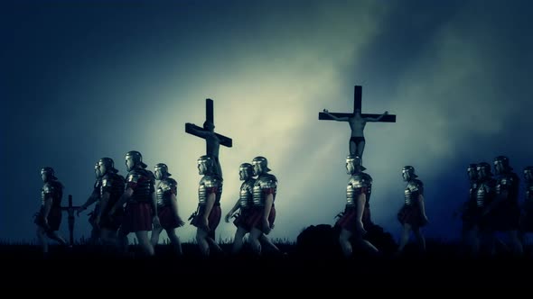 Roman Soldiers Passing By Crucified Victims
