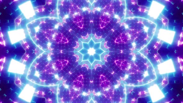 Abstract Blinking Neon Kaleidoscope 4K Loop