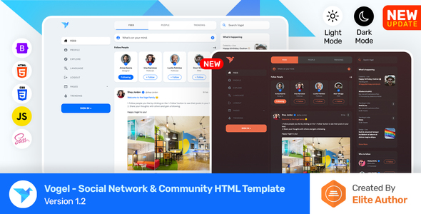 Vogel - Social Network & Community HTML Template