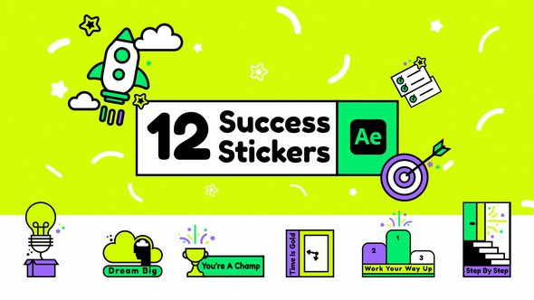 12 Success Stickers Animated alt