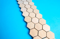 Chain of hexagons on a blue background. Moving forward.  - PhotoDune Item for Sale