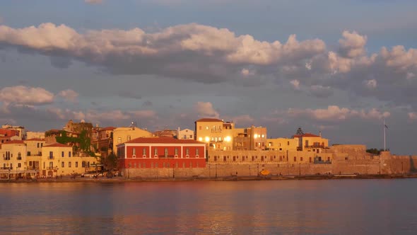 Picturesque Old Port of Chania, Crete Island, Greece