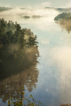 High angle view of boundary waters lake and trees in morning fog in Minnesota during autumn - PhotoDune Item for Sale