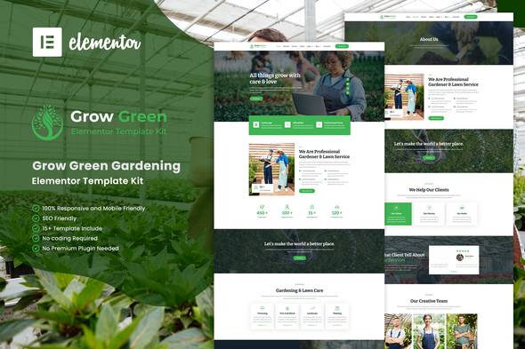 GrowGreen - Gardening & Landscaping Elementor Template Kit