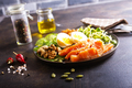 Keto bowl salmon salad with greens, eggs and nuts - PhotoDune Item for Sale
