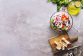 greek salad in bowl, salad with vegetables and cheese on board - PhotoDune Item for Sale
