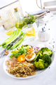 Salad with Prawns and Eggs with vegetables on plate - PhotoDune Item for Sale