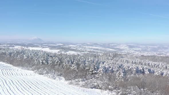 Winter morning scenery with Rtanj mountain 4K drone footage