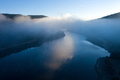 Aerial view of a misty lake during sunrise - PhotoDune Item for Sale
