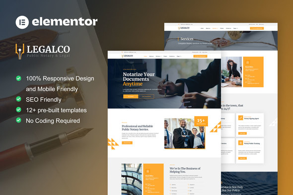 Legalco - Notary Public & Legal Services Elementor Pro Template Kit