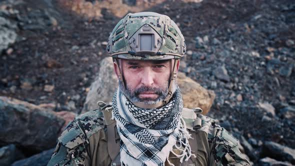 Portrait of Soldier in Full Combat Gear