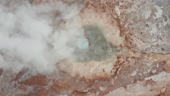 Overhead View of Strokkur Geyser in Geysir Area in Iceland