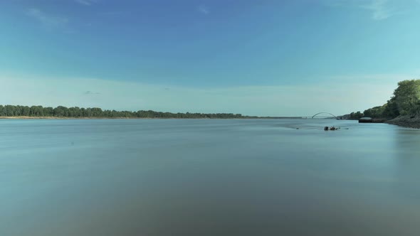 Beautiful Mississippi River landscape in afternoon. Time lapse, static